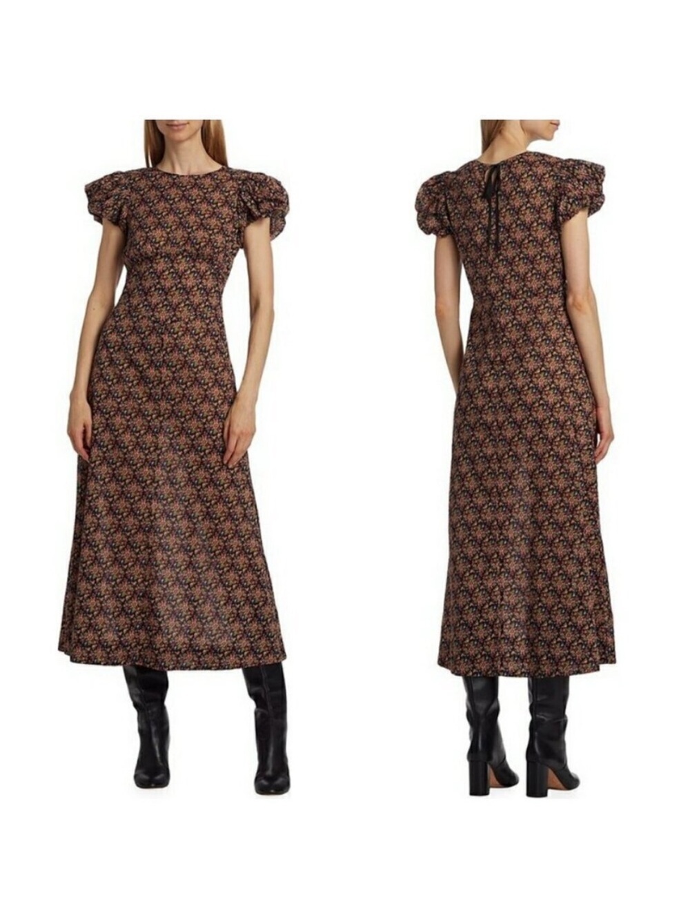 NWT Doen Rhodia in Noir Forest Floral Lightweight Organic Cotton Maxi Dress XXL - Picture 2 of 15